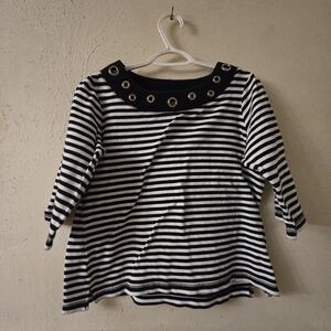 Quacker Factory Striped Top with Silver Grommets